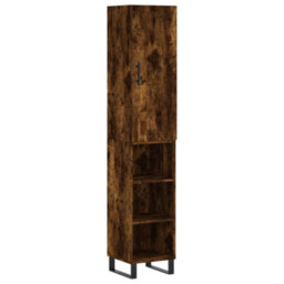 Berkfield Elegant Highboard Smoked Oak 34.5X34X180 Cm Engineered Wood - thumbnail 1