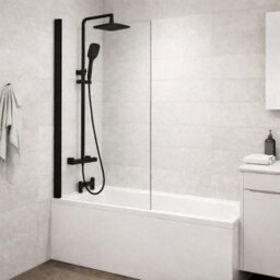 Plum&clay Complete Bathroom Suite Black Taps 600mm White Wall Hung Vanity Unit Bath Shower Screen Toilet Waste - thumbnail 7