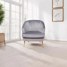 Fwstyle Grey Velvet Padded Cushioned Tub Chair Armchair - thumbnail 1