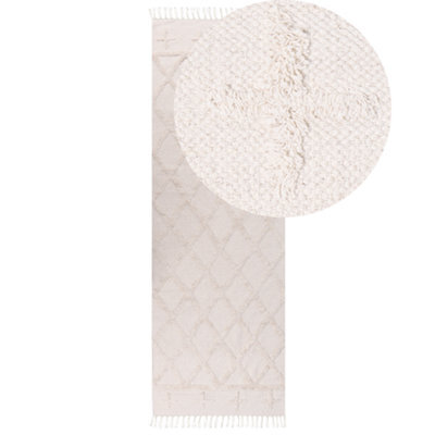 Beliani Rug Tozlu Beige 80 X 230 Cm Cotton - image 1