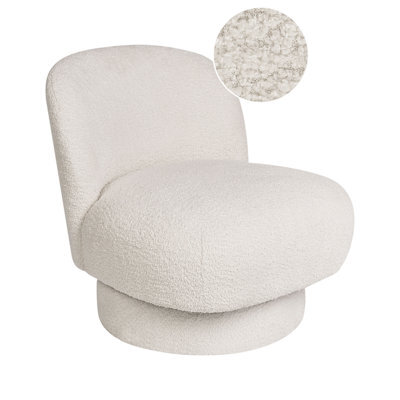 Beliani Swivel Armchair Aylo Boucle Off-White - image 1
