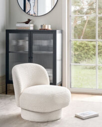Beliani Swivel Armchair Aylo Boucle Off-White - thumbnail 2