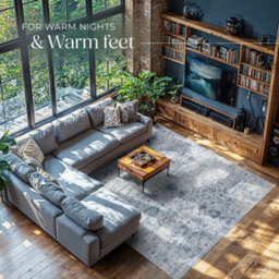 Tectake Vintage Rug Amara - Faded Design, Machine Washable, Short Pile & Non-Slip Underside 240 X 340 Cm - Blue - thumbnail 7