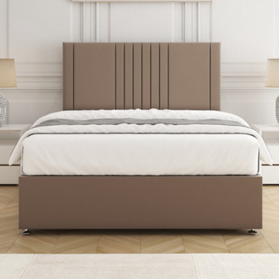 Bsspoke Monaco Divan Bed Set Mink Plush Velvet With 24Inch Headboard & Mattress No Drawers In Double King 3Ft 4Ft 6Ft - image 1