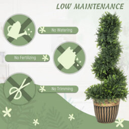 Homcom Set Of 2 Potted Artificial Plants, Topiary Spiral Cypress Trees, 90Cm - thumbnail 5