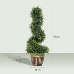 Homcom Set Of 2 Potted Artificial Plants, Topiary Spiral Cypress Trees, 90Cm - thumbnail 3