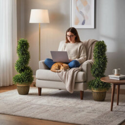 Homcom Set Of 2 Potted Artificial Plants, Topiary Spiral Cypress Trees, 90Cm - thumbnail 8