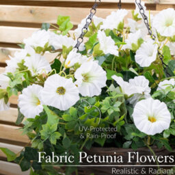 Christow Artificial Petunia Wicker Hanging Basket Uv Resistant Foliage White 25Cm - thumbnail 3