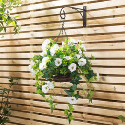 Christow Artificial Petunia Wicker Hanging Basket Uv Resistant Foliage White 25Cm - thumbnail 2