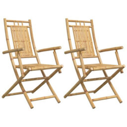 Berkfield Folding Garden Chairs 2 Pcs 53X66X99 Cm Bamboo - thumbnail 2