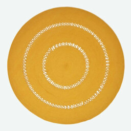 Homescapes Mustard Crochet Braided Rug 120Cm Round - thumbnail 1