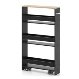 Black 13 Cm Narrow Rolling Kitchen Trolley - thumbnail 4