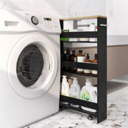 Black 13 Cm Narrow Rolling Kitchen Trolley - thumbnail 3