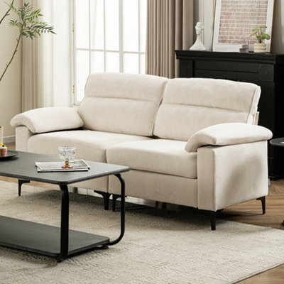 Living And Home 2-Seater White Chenille Upholstered Sofa - image 1