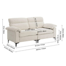 Living And Home 2-Seater White Chenille Upholstered Sofa - thumbnail 5