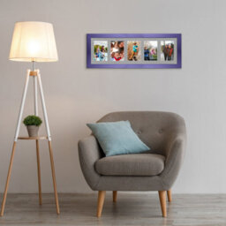 AK Frames 26X8 Purple Sleek Multi Photo Frame With Silver Mount - Holds 5 Apertures (5X) 6X4 Photos - thumbnail 3
