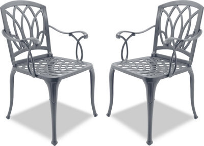 Centurion Supports Positano 2-Large Garden And Patio Chairs With Armrests In Cast Aluminium Grey - image 1