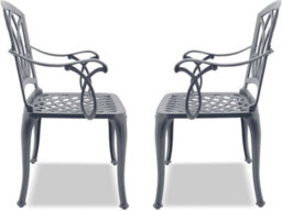 Centurion Supports Positano 2-Large Garden And Patio Chairs With Armrests In Cast Aluminium Grey - thumbnail 8
