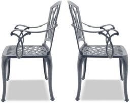 Centurion Supports Positano 2-Large Garden And Patio Chairs With Armrests In Cast Aluminium Grey - thumbnail 7