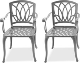 Centurion Supports Positano 2-Large Garden And Patio Chairs With Armrests In Cast Aluminium Grey - thumbnail 3