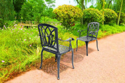 Centurion Supports Positano 2-Large Garden And Patio Chairs With Armrests In Cast Aluminium Grey - thumbnail 6
