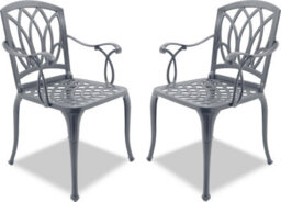 Centurion Supports Positano 2-Large Garden And Patio Chairs With Armrests In Cast Aluminium Grey - thumbnail 1