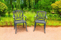 Centurion Supports Positano 2-Large Garden And Patio Chairs With Armrests In Cast Aluminium Grey - thumbnail 2