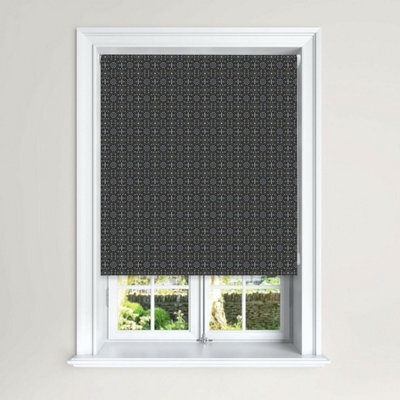 Lister Cartwright Olivia Bard Jaipur Indian  Blackout Roller Blinds Child Safety Included  (Black, 180 Cm Width X 140 Cm Drop) - image 1