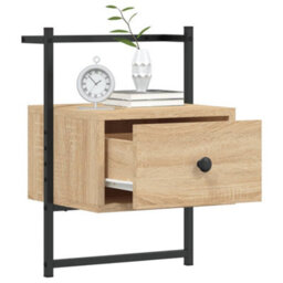 Berkfield Bedside Cabinet Wall-Mounted Sonoma Oak 35X30X51 Cm Engineered Wood - thumbnail 4