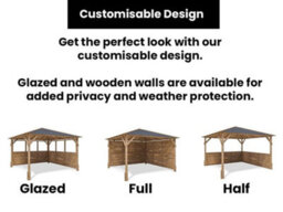Dunster House Wooden Gazebo Louvre Wall 4M X 3M Garden Shelter Roof Shingles Utopia - thumbnail 5
