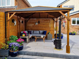 Dunster House Wooden Gazebo Louvre Wall 4M X 3M Garden Shelter Roof Shingles Utopia - thumbnail 8