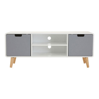 Premier Housewares Interiors By Premier Sleek And Modern Tv Unit, Versatile Tv Cabinet, White Finish Tv And Storage Unit, Sleek Corner Tv Unit - image 1