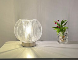 K Living Leaf Design Table Lamp In A Clear Finish With A Satin Nickel Base - thumbnail 4
