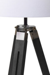 Orsina Tripod Floor Lamp With Black Base, Cylindrical Shade Standing Lamp, Wooden Floor Lamp With Metal Bracing - thumbnail 3