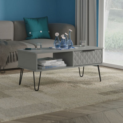 Anzio Matt Dusk Grey 1 Drawer Non-Extendable Coffee Table (H)925mm (W)407mm (D)410mm - image 1