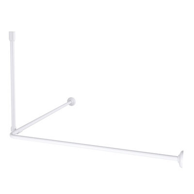 Cooke & Lewis Nira White Non-Extendable Angled Shower Curtain Rod (L)80Cm