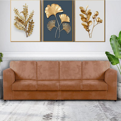 Slumber 4 Seater Full Back Jumbo Cord Sofa Coffee
