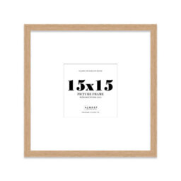 "15X15"" Oak Picture Frame - 15X15"" Square Frame With 11X11"" Mount For 15X15""/11X11"" Pictures Moderrn Style Thin Edge, 1 Pack" - thumbnail 1