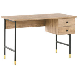 Beliani Home Office Desk Abilen 120 Cm 60 Cm With Drawers Light Brown