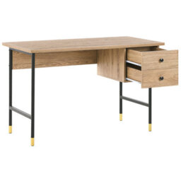 Beliani Home Office Desk Abilen Light Brown 120 Cm 60 Cm With Drawers - thumbnail 6