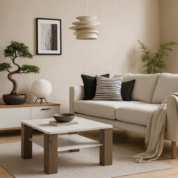Wyld Haus Porto Square Gloss White Coffee Table With Oak Detail And Shelf - thumbnail 1
