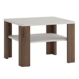 Wyld Haus Porto Square Gloss White Coffee Table With Oak Detail And Shelf - thumbnail 3