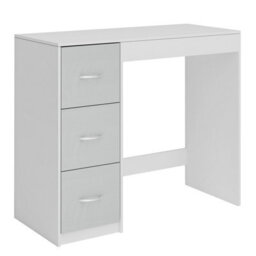 Urbn-Living Urbnliving Height 79.5Cm 3 Drawer Wooden Bedroom Dressing Computer Work Table Desk White Carcass And Grey Drawers Jewellery - thumbnail 4