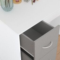 Urbn-Living Urbnliving Height 79.5Cm 3 Drawer Wooden Bedroom Dressing Computer Work Table Desk White Carcass And Grey Drawers Jewellery - thumbnail 5
