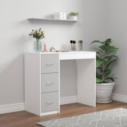 Urbn-Living Urbnliving Height 79.5Cm 3 Drawer Wooden Bedroom Dressing Computer Work Table Desk White Carcass And Grey Drawers Jewellery - thumbnail 3