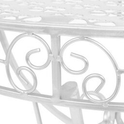 Berkfield Side Table Vintage Style Half Round Metal 72X36X74 Cm Silver - thumbnail 4