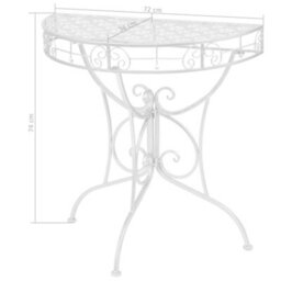 Berkfield Side Table Vintage Style Half Round Metal 72X36X74 Cm Silver - thumbnail 6