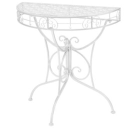 Berkfield Side Table Vintage Style Half Round Metal 72X36X74 Cm Silver - thumbnail 1