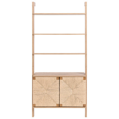 Wyld And Coco Tall Boho Bookcase Light Brown Particle Board With Paper Rope 85X35X181Cm - image 1