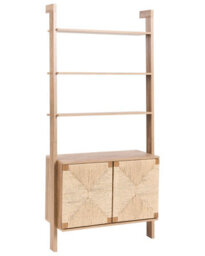 Wyld And Coco Tall Boho Bookcase Light Brown Particle Board With Paper Rope 85X35X181Cm - thumbnail 3